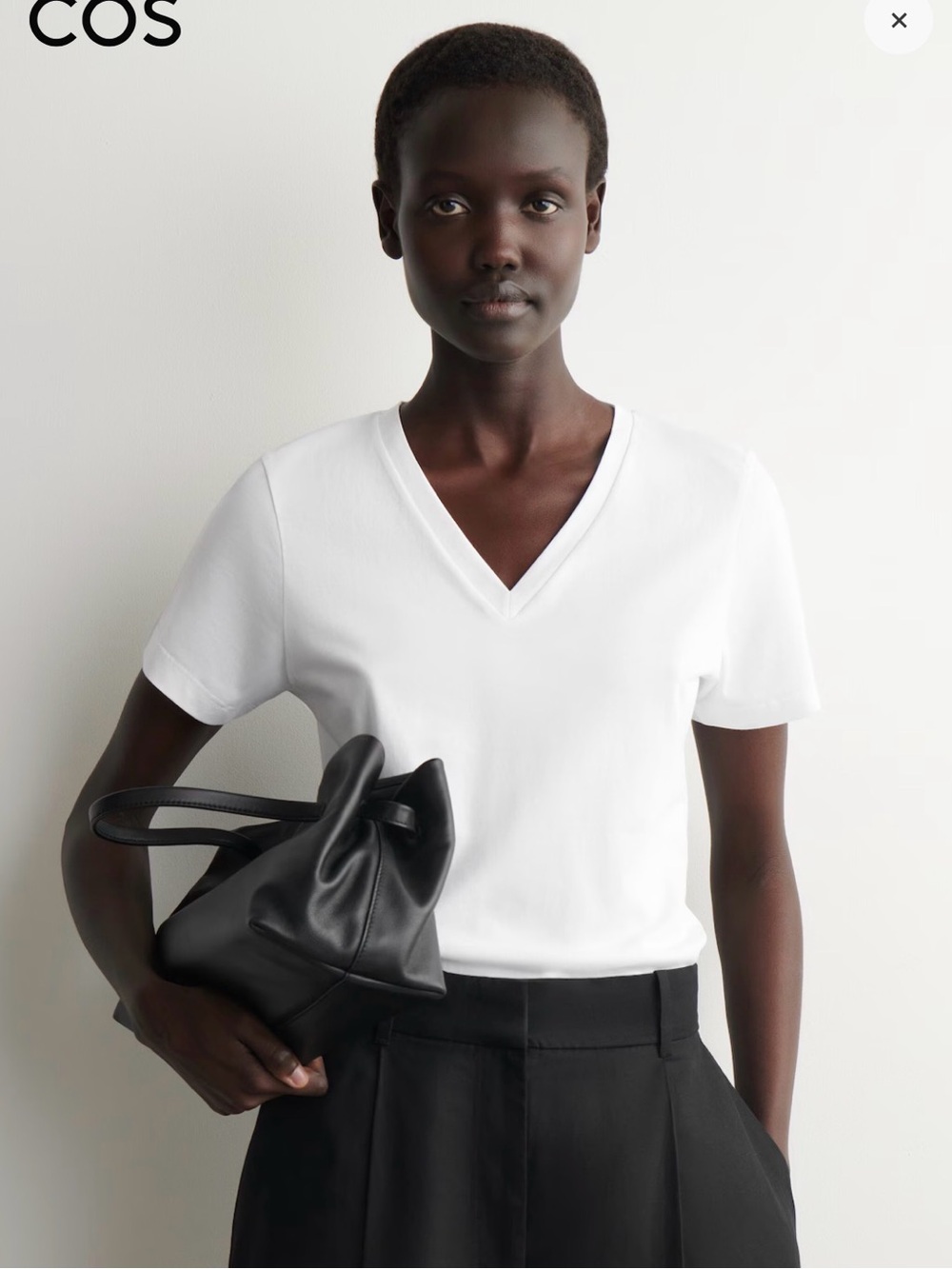 COS White V-Neck Short Sleeve Tee